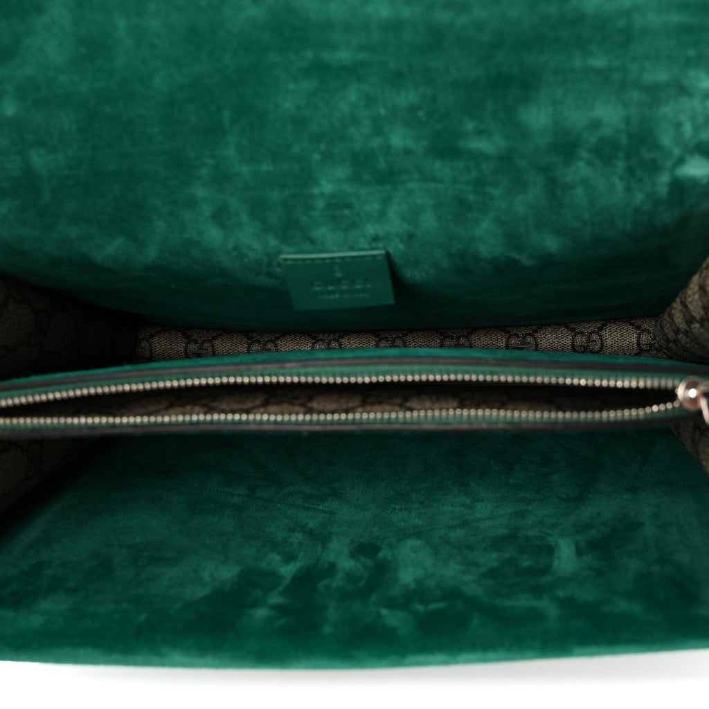 Gucci GG Supreme Monogram Embroidered Medium Dionysus Shoulder Bag Emerald