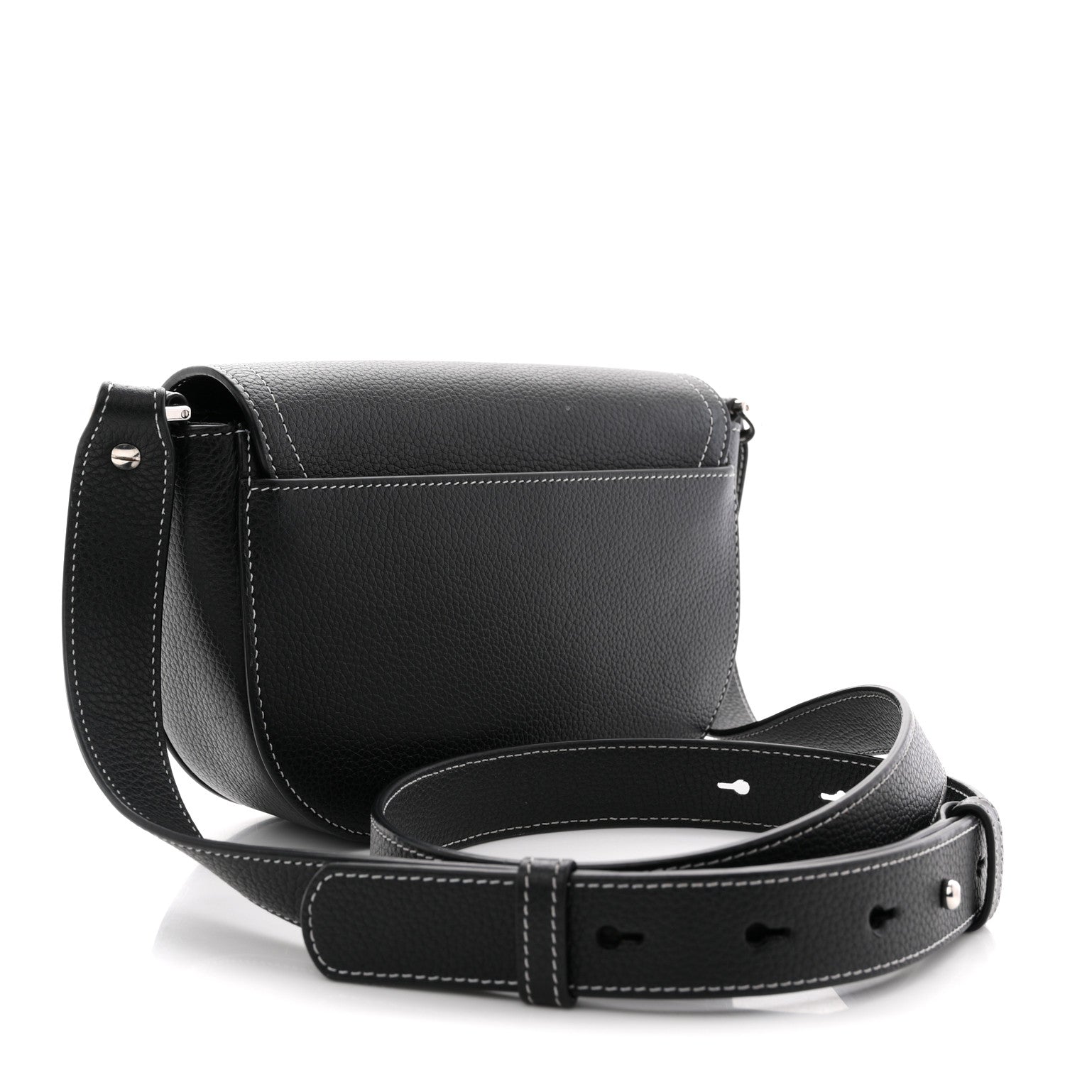 Christian Dior Grained Calfskin Saddle Messenger Bag With Strap Black