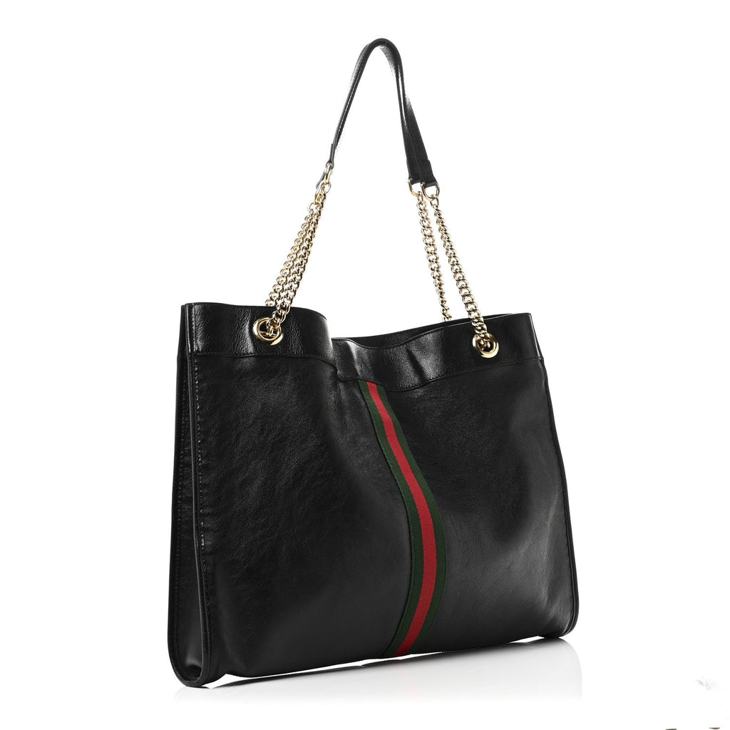 Gucci Calfskin Large Rajah Chain Tote Black