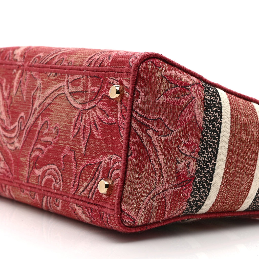 Christian Dior Metallic Canvas Embroidered Brocart Medium Lady D-Lite Pink