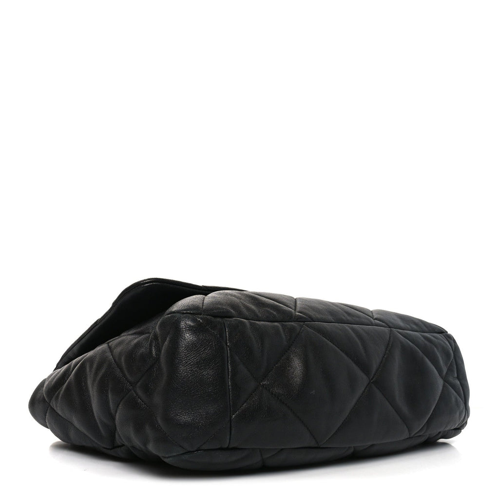 Chanel Lambskin Quilted Maxi Chanel 19 Flap Black