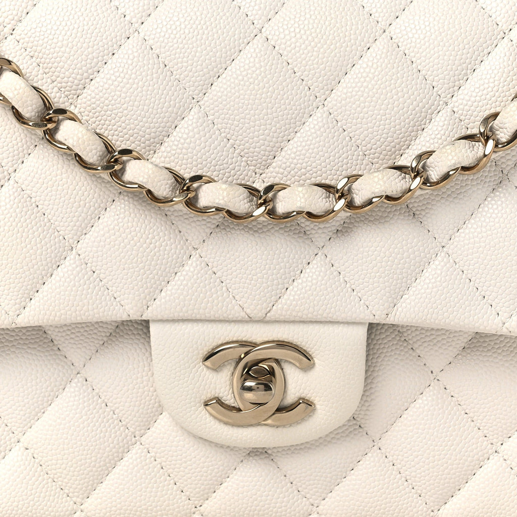 Chanel Caviar Quilted Medium Double Flap White