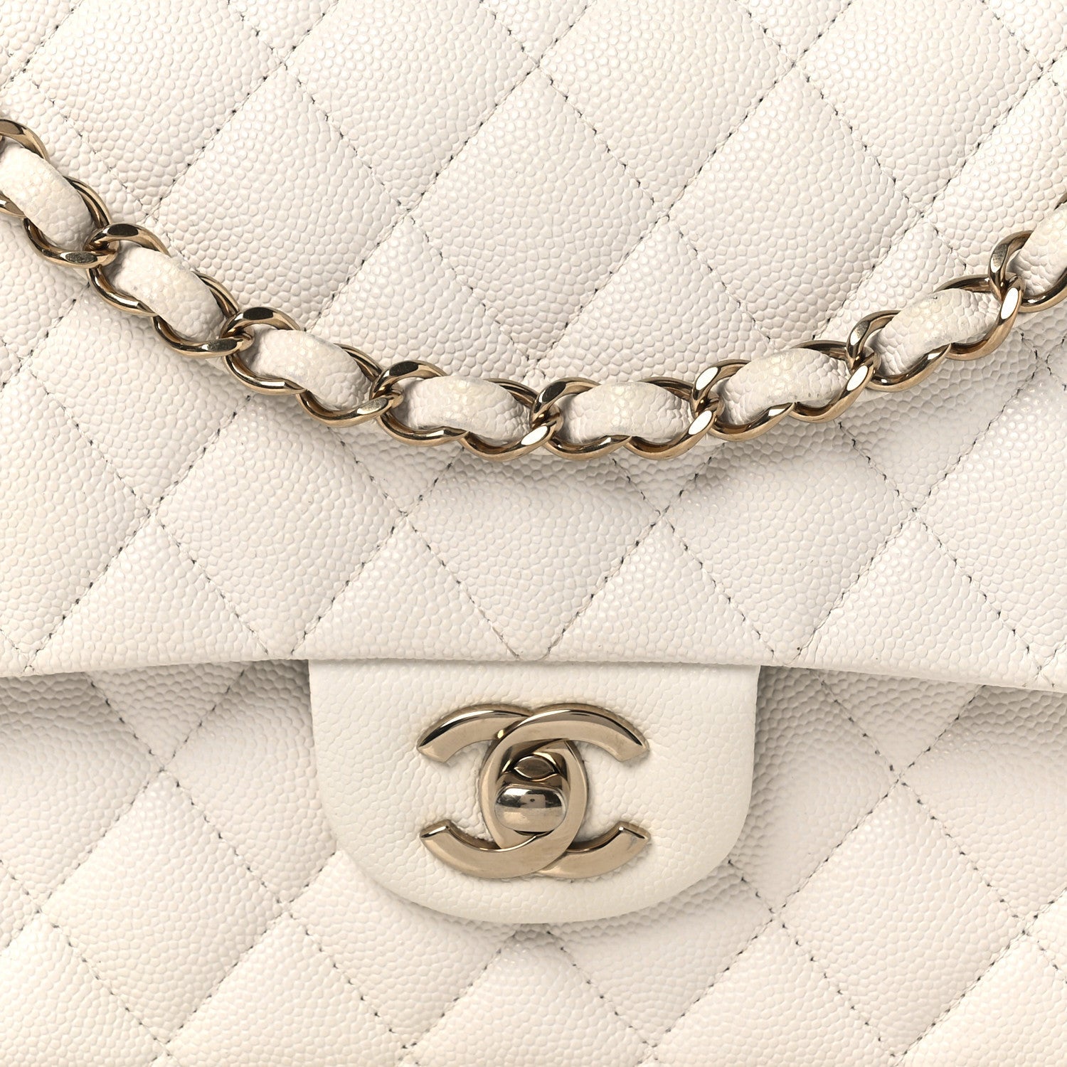 Chanel Caviar Quilted Medium Double Flap White