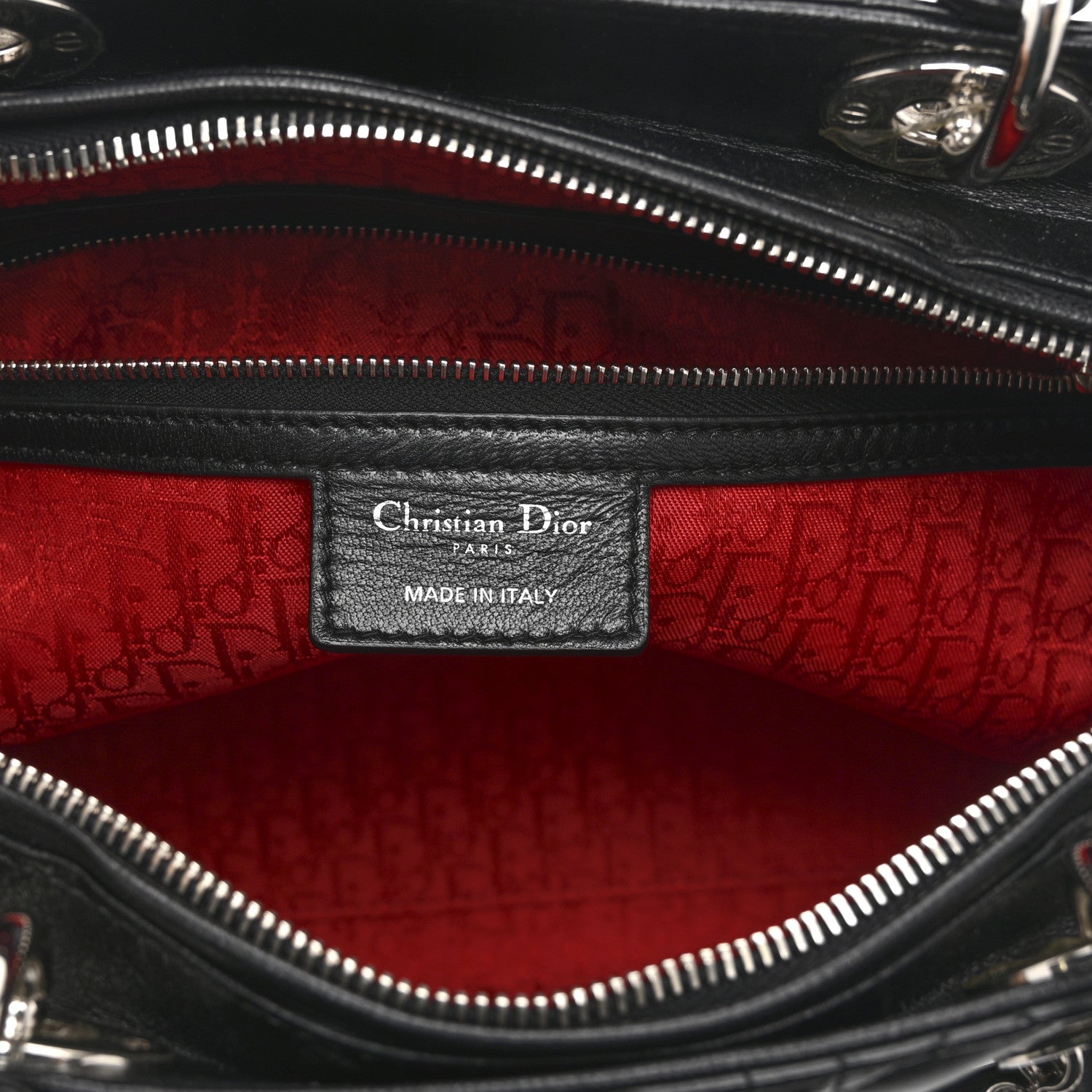 Christian Dior Lambskin Cannage Large Lady Dior Black