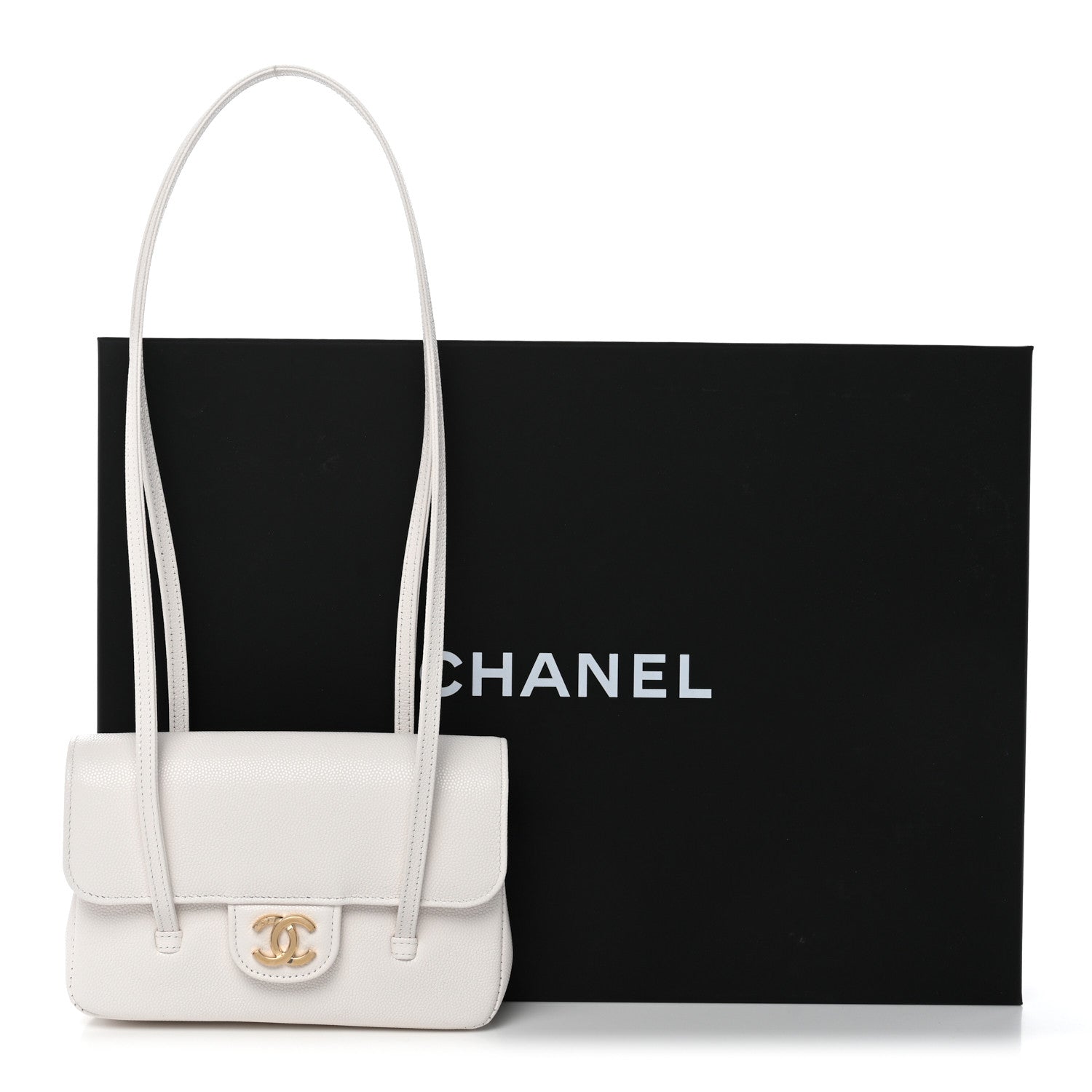 Chanel Shiny Caviar Mini Preppy Coco Shoulder Bag White