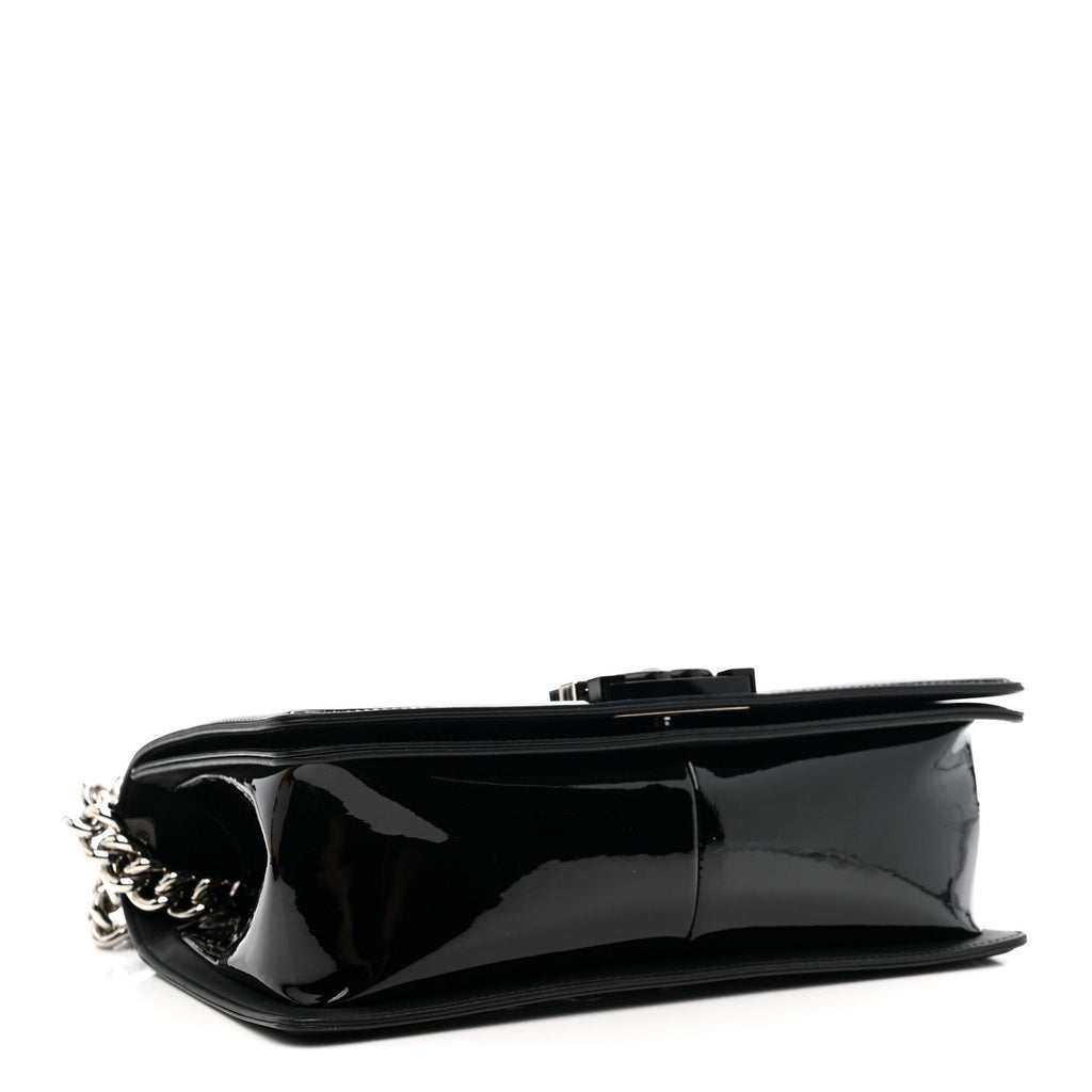 Chanel Patent Calfskin Quilted Medium Plexiglass Boy Flap Black