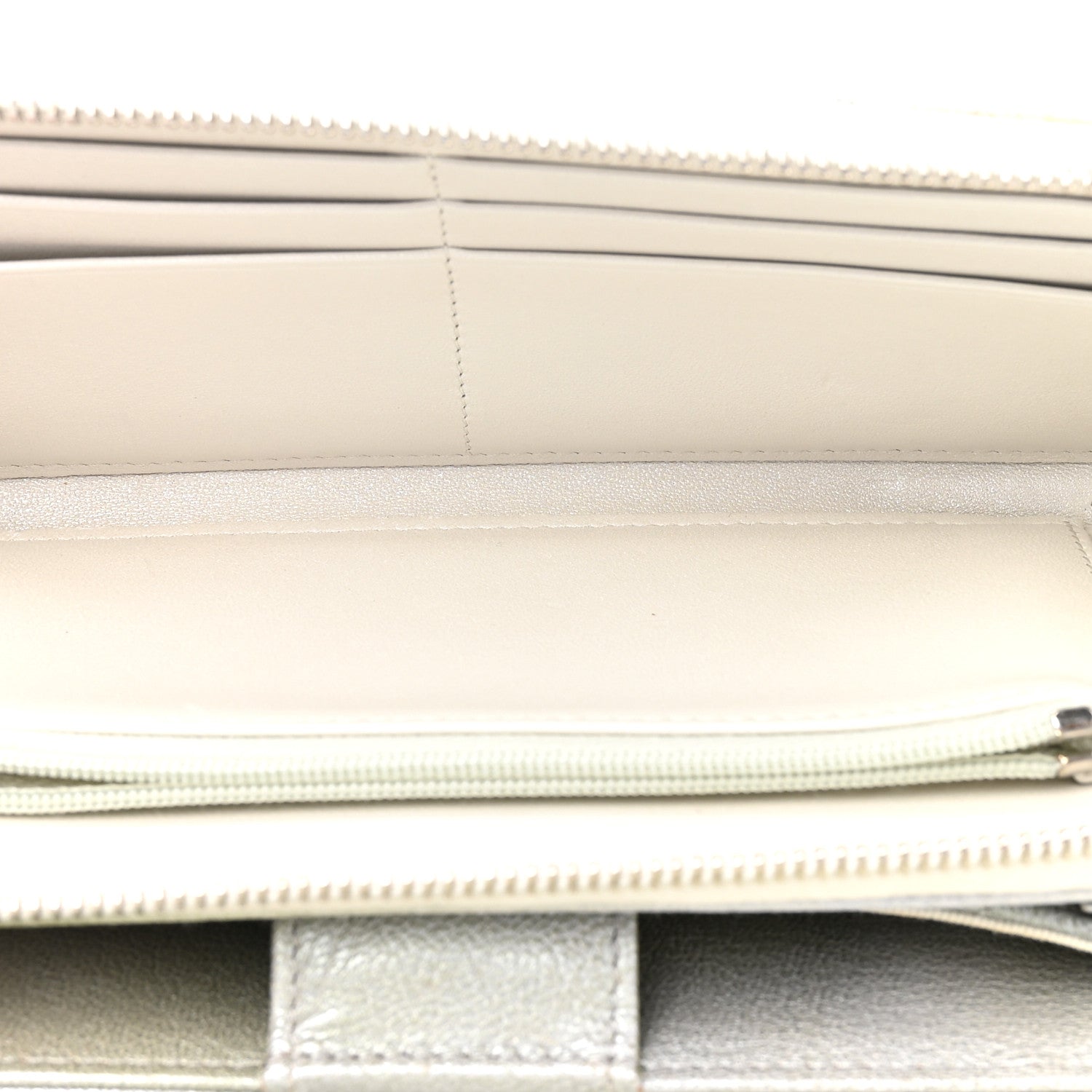 Chanel Metallic Goatskin Quilted Ombre Phone Holder Wallet on Removable Chain Grey Green