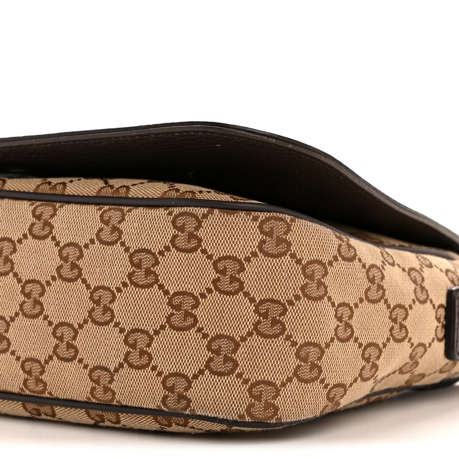 Gucci Monogram Flap Messenger Bag Beige Dark Brown