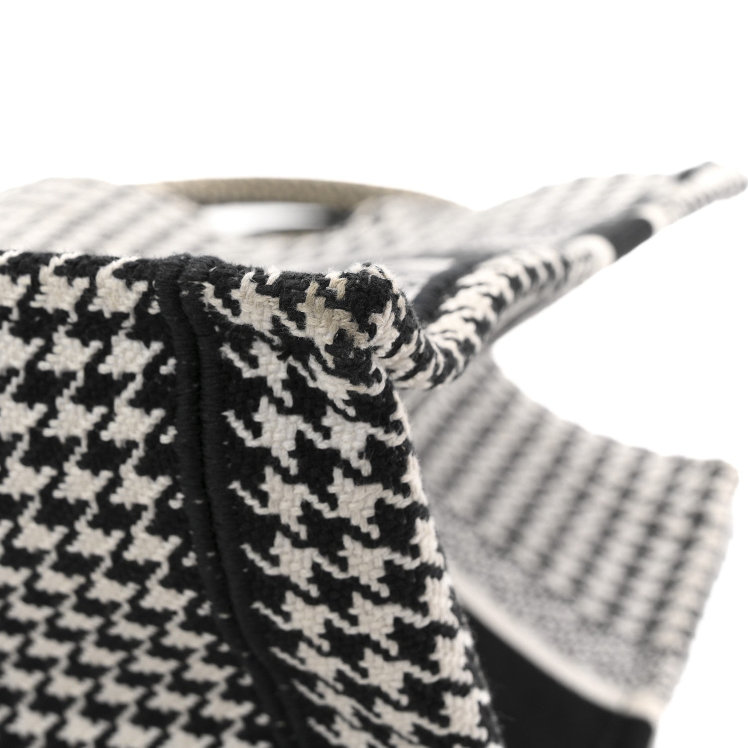 Christian Dior Canvas Houndstooth Embroidered Medium Book  Black White