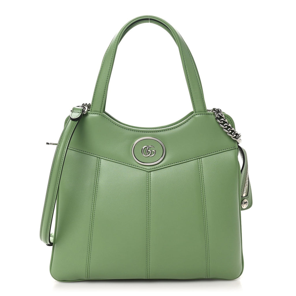 Gucci Senna Calfskin Petite GG Small Tote Bag Green Soil Grass