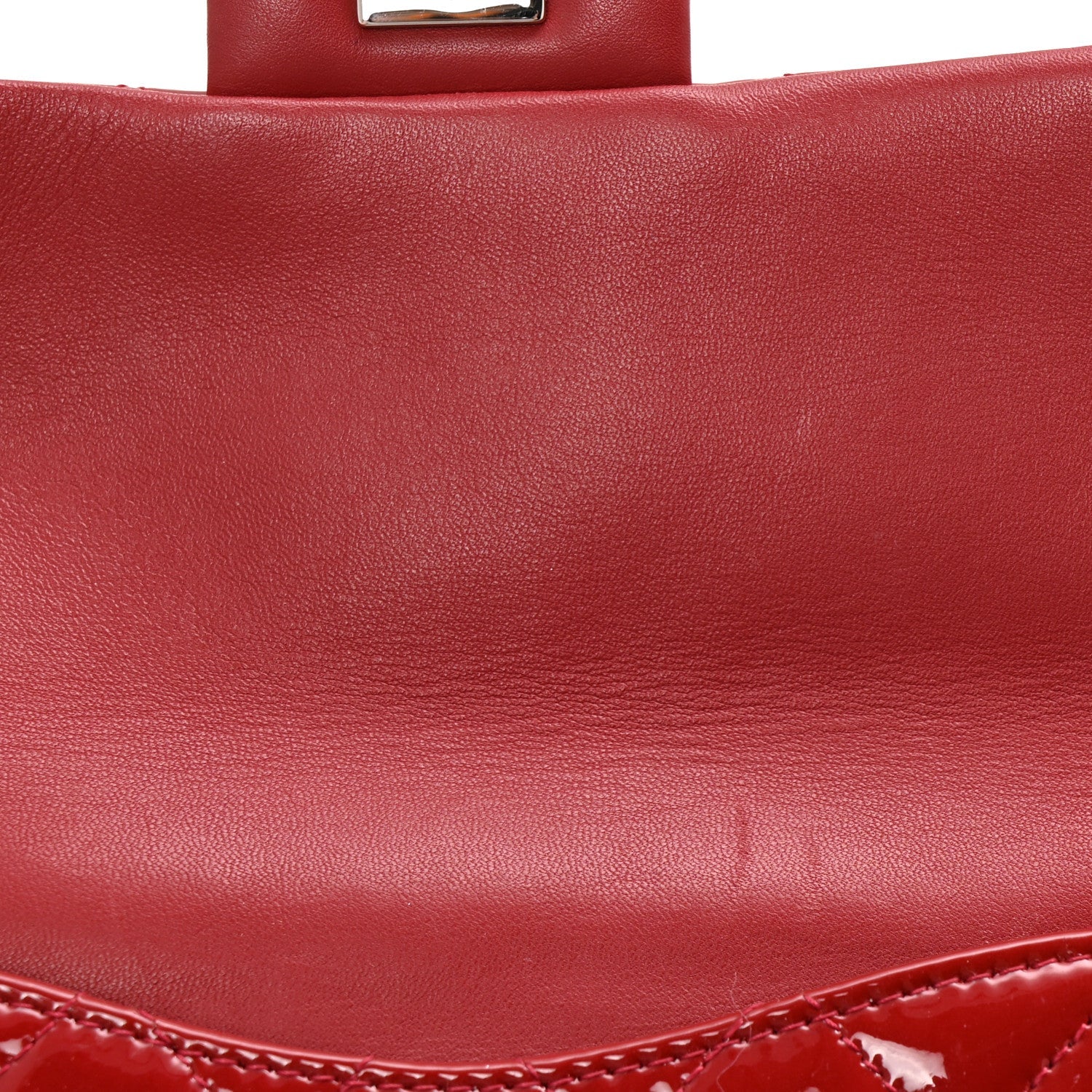 Chanel Patent Quilted Mini Flap Clutch With Chain  Red