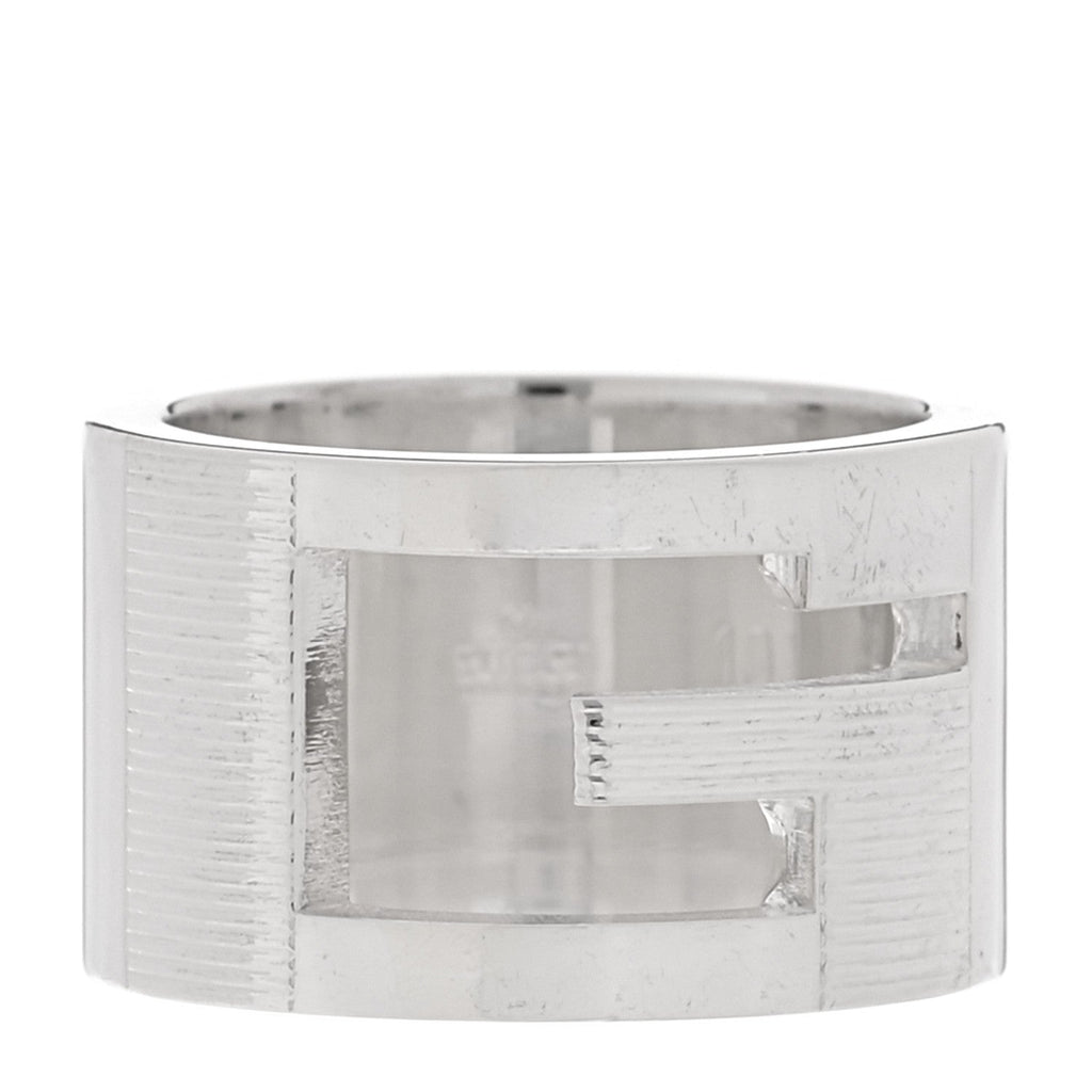 Gucci Sterling Silver Wide G Cutout Ring 49 5
