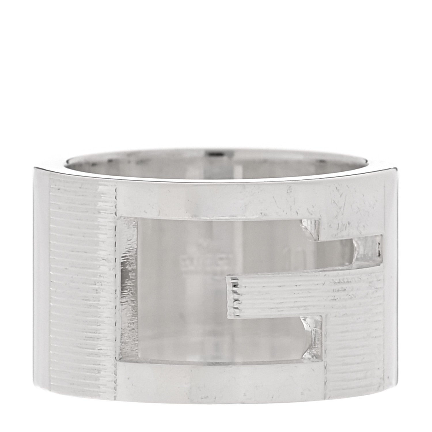 Gucci Sterling Silver Wide G Cutout Ring 49 5