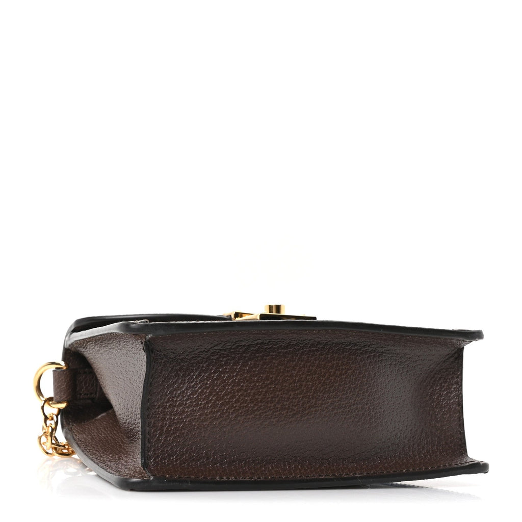 Gucci GG Supreme Monogram Textured Dollar Calfskin Web Mini Ophidia Padlock Top Handle Chain Shoulder Bag Beige Ebony New Acero
