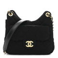 Chanel Jersey Quilted Small Wavy CC Hobo Black