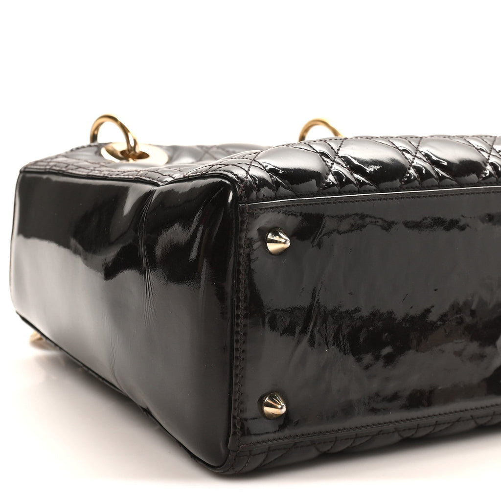 Christian Dior Patent Cannage Medium Lady Dior Dark Brown