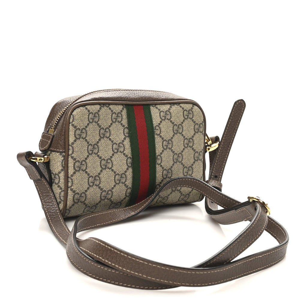 Gucci GG Supreme Monogram Web Mini Ophidia Shoulder Bag Brown