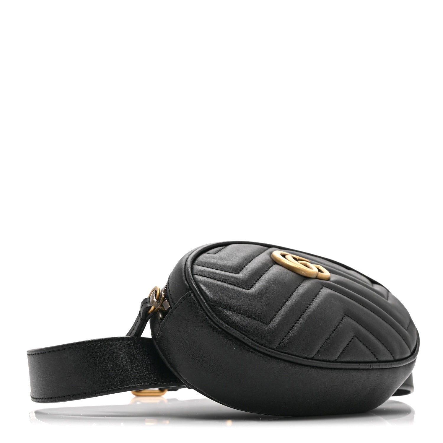 Gucci Calfskin Matelasse GG Marmont Belt Bag 85 34 Black