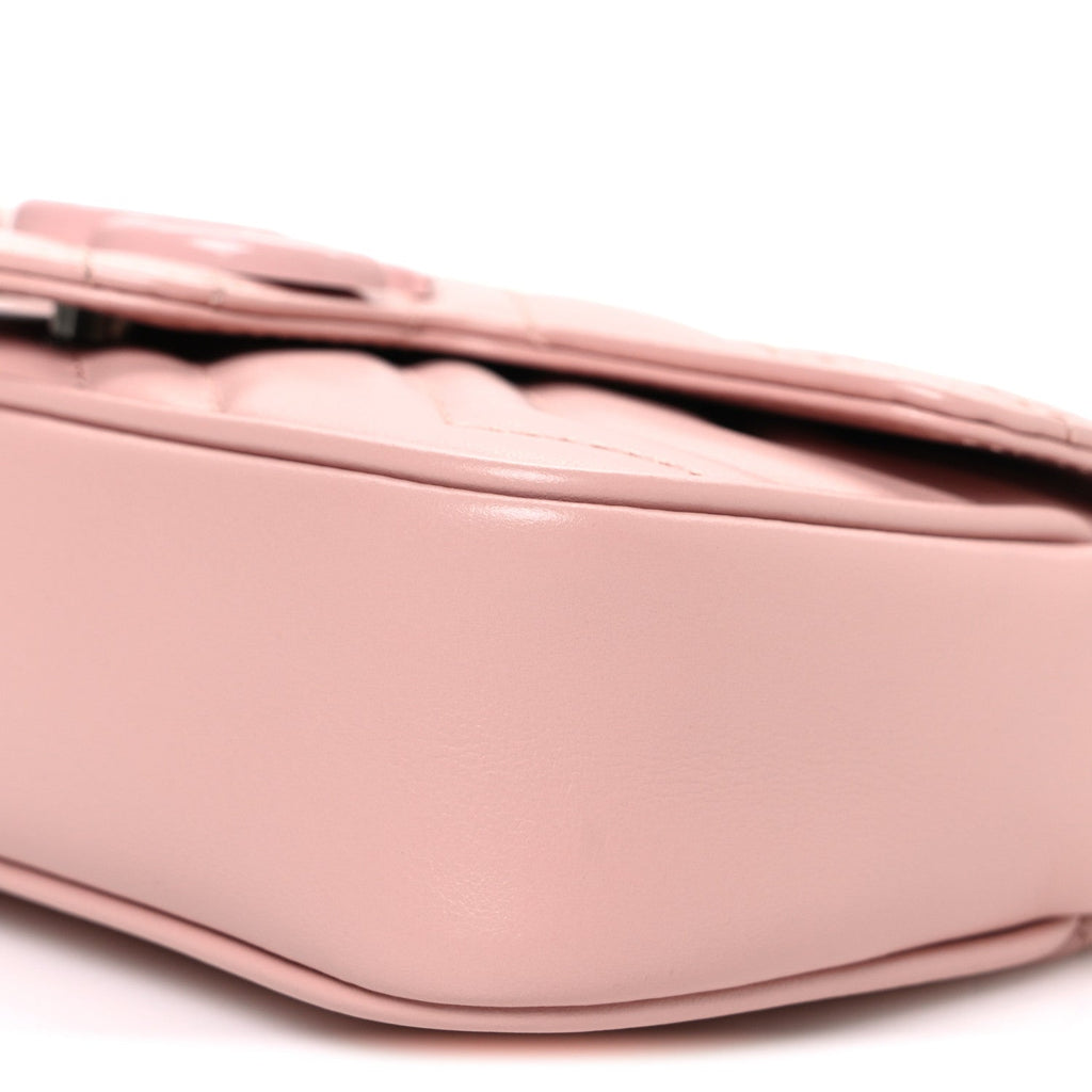 Gucci Calfskin Matelasse Monochrome GG Marmont Chain Belt Bag Perfect Pink