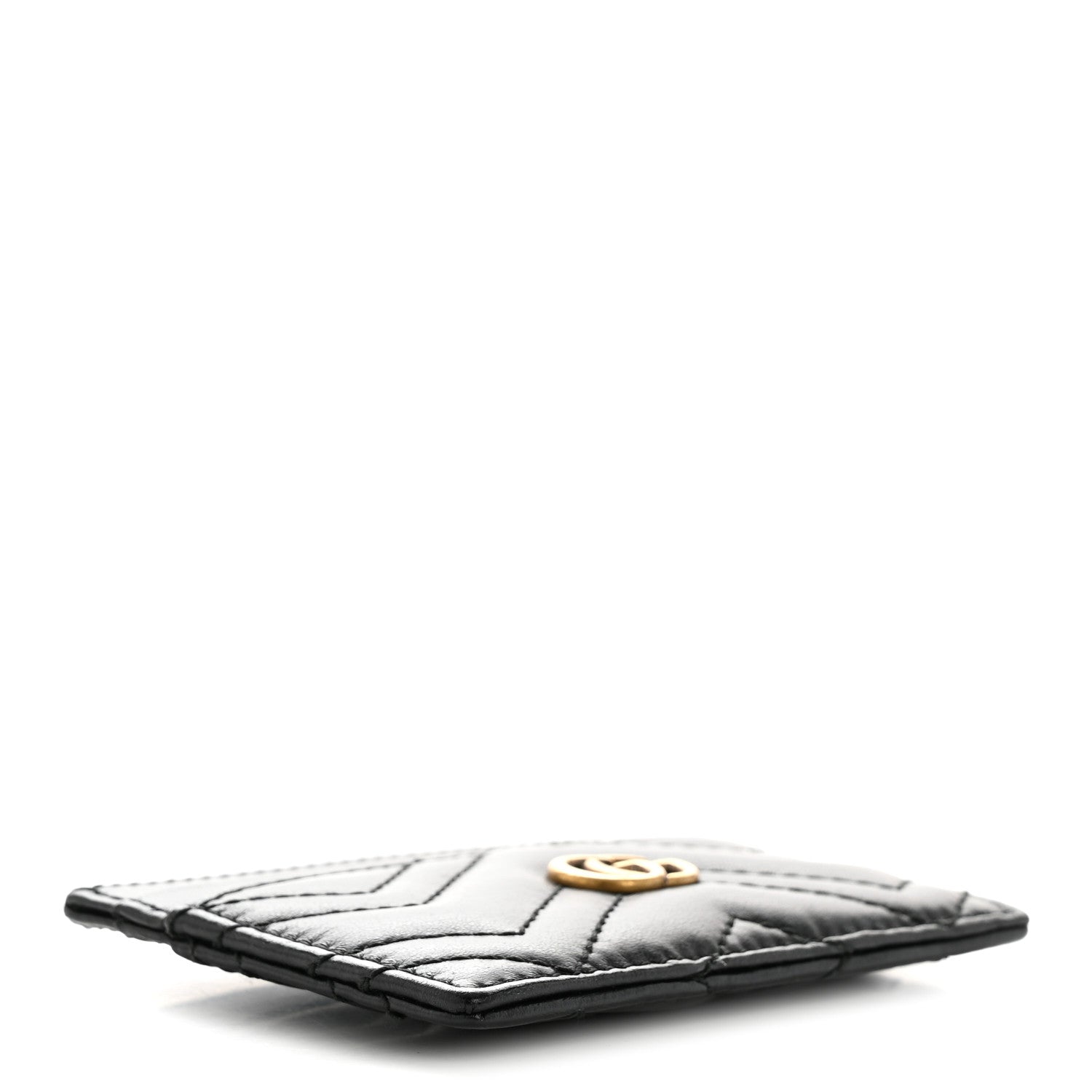 Gucci Calfskin Matelasse GG Marmont Card Holder Black