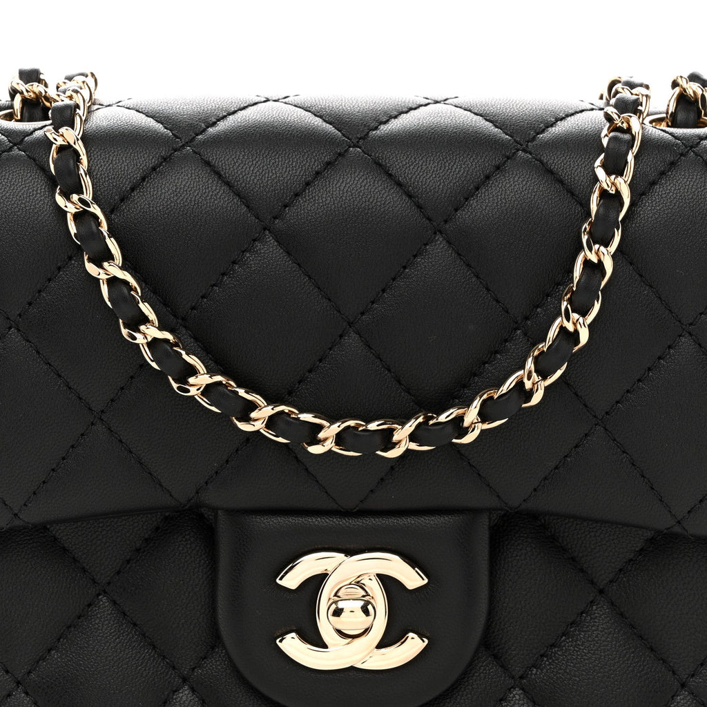 Chanel Lambskin Quilted Enamel Mini Pearl Crush Flap Black