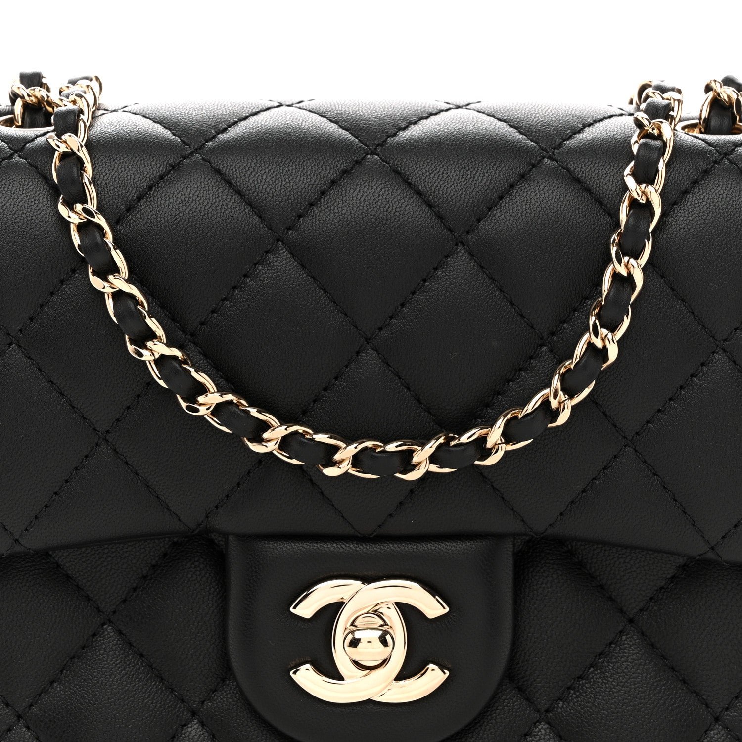 Chanel Lambskin Quilted Enamel Mini Pearl Crush Flap Black
