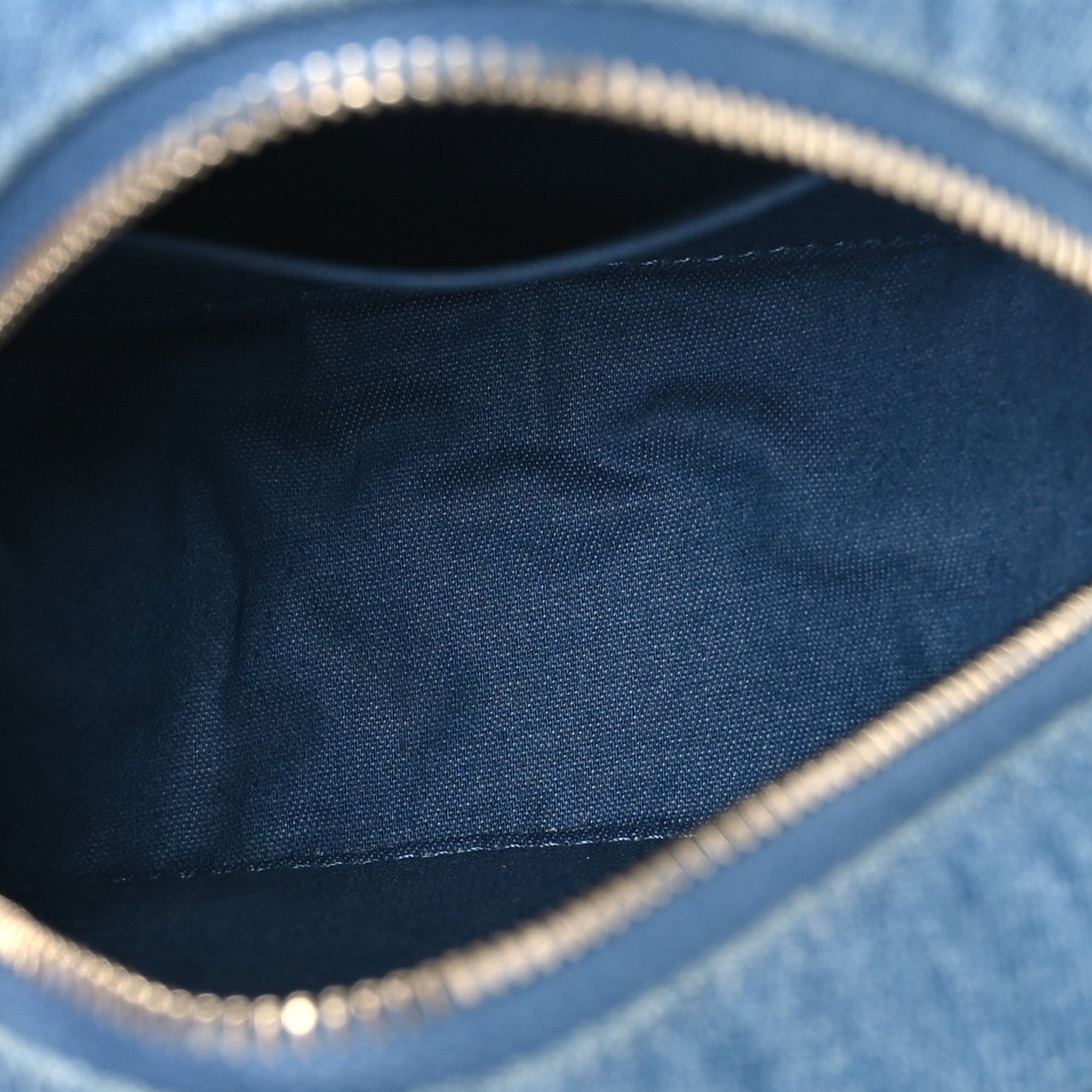 Chanel Denim Quilted Round Pearl Crush Clutch With Chain Blue