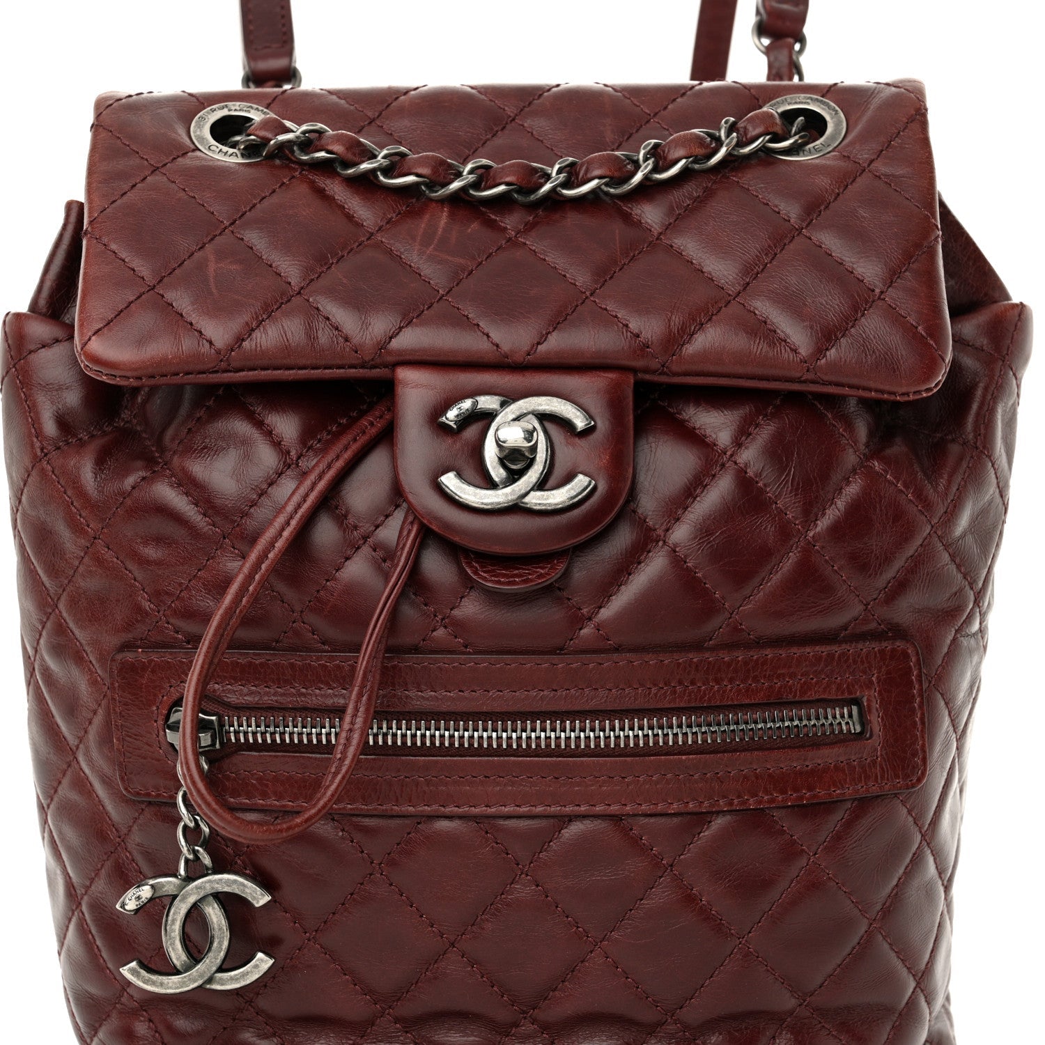 Chanel Glazed Calfskin Quilted Small Salzburg Backpack Burgundy