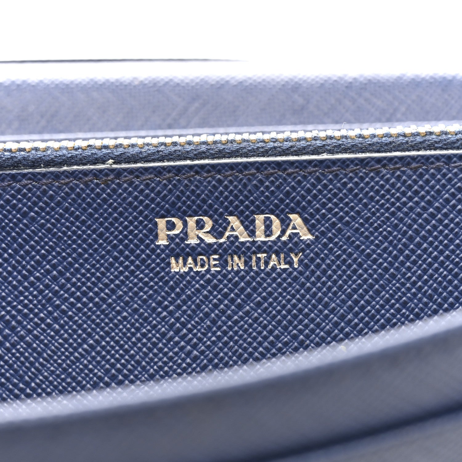 Prada Saffiano Metal Bar Continental Flap Wallet Bluette