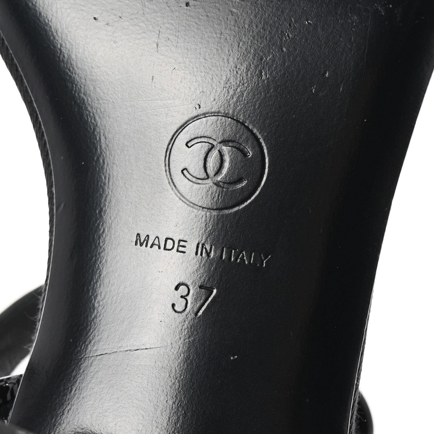 Patent CC Logo Thong Sandals 37 Black