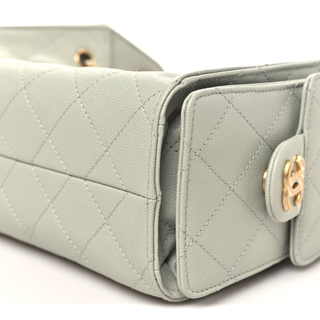 Chanel Caviar Quilted Mini Chanel 25 Handbag Light Green