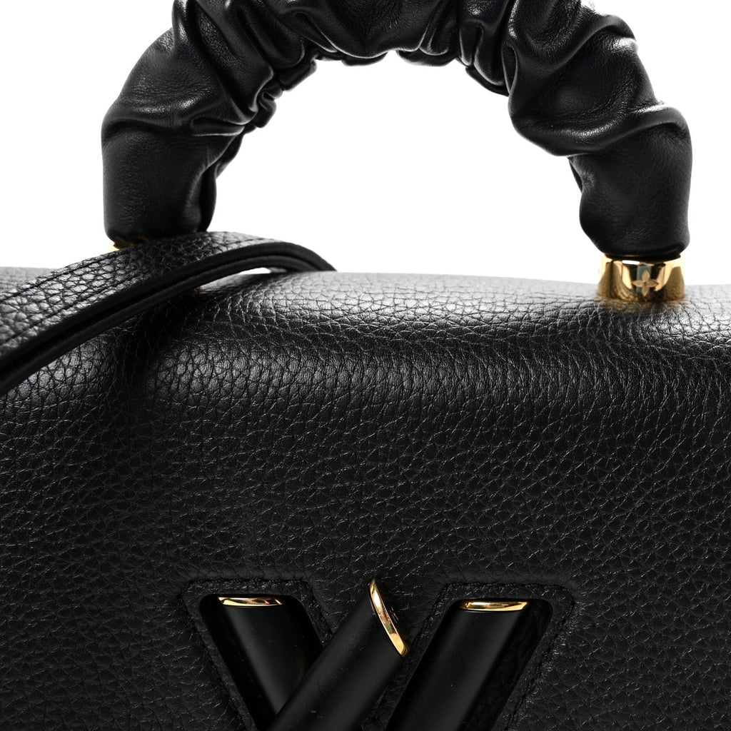 Louis Vuitton Taurillon Smooth Calfskin Scrunchie Twist One Handle MM Black