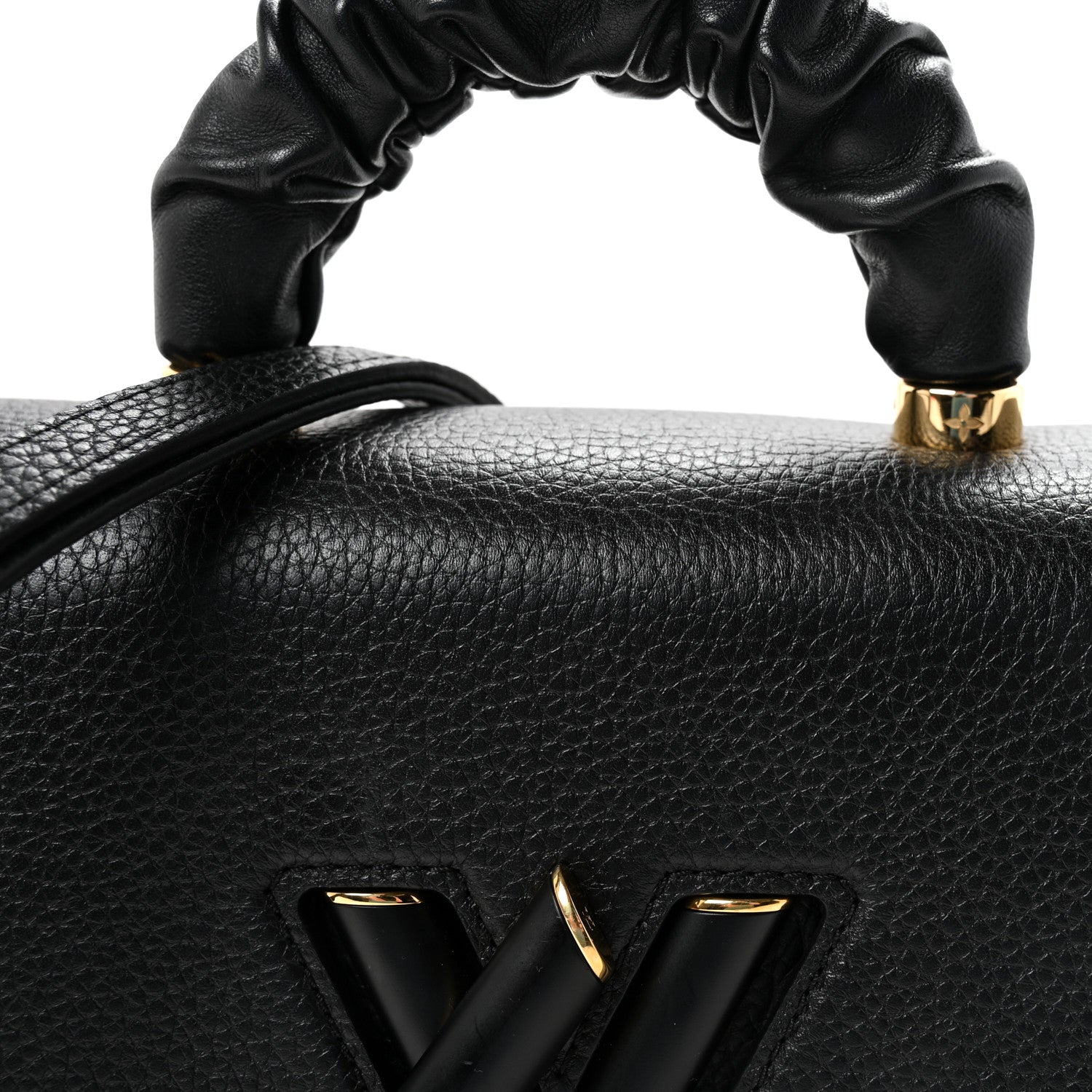 Louis Vuitton Taurillon Smooth Calfskin Scrunchie Twist One Handle MM Black