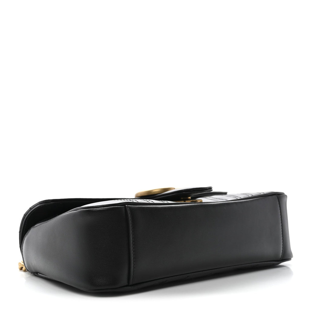 Gucci Calfskin Matelasse Small GG Marmont Shoulder Bag Black