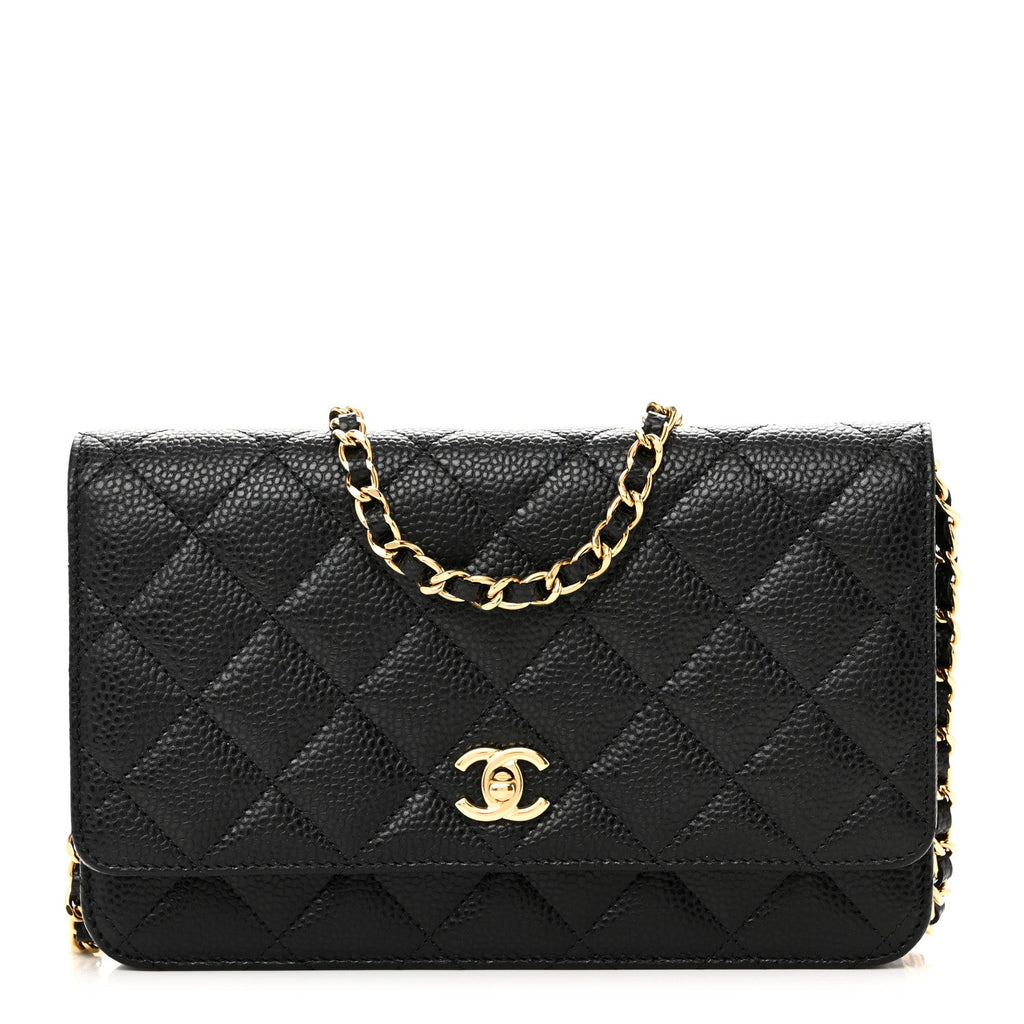 Chanel Caviar Quilted CC Turnlock Wallet On Chain WOC Black