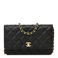 Chanel Caviar Quilted CC Turnlock Wallet On Chain WOC Black