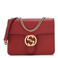 Gucci Dollar Calfskin Small Interlocking G Shoulder Bag Red