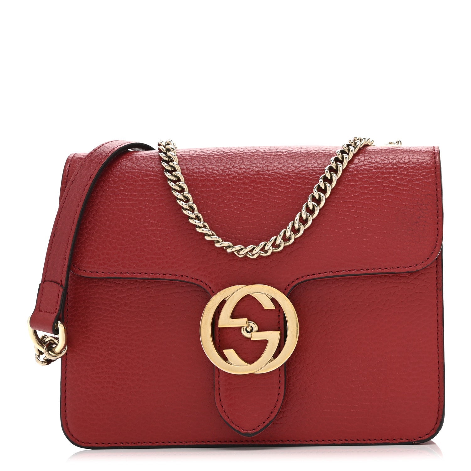 Gucci Dollar Calfskin Small Interlocking G Shoulder Bag Red