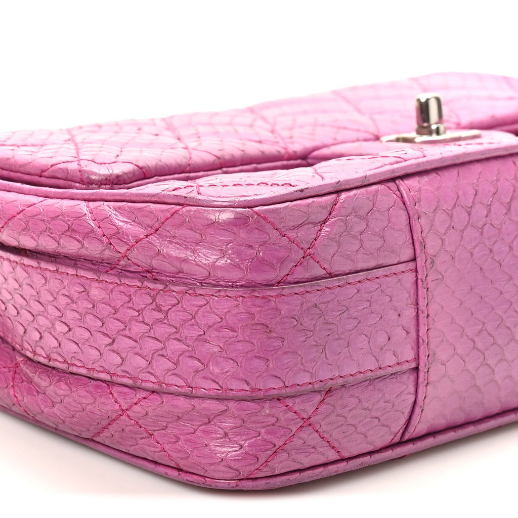 Chanel Elaphe Snakeskin Quilted Medium Easy Carry Flap Purple