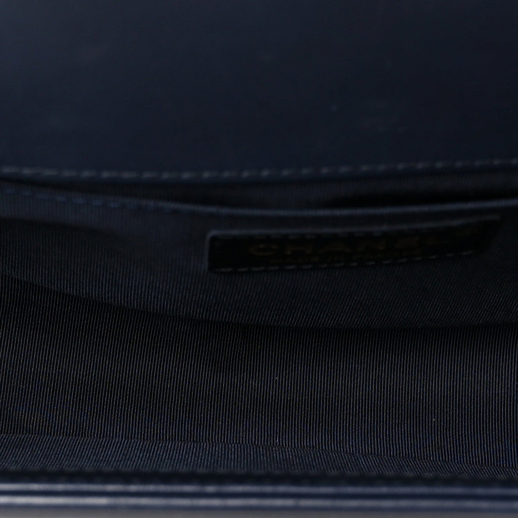 Chanel Lambskin Quilted Medium Boy Flap Dark Navy