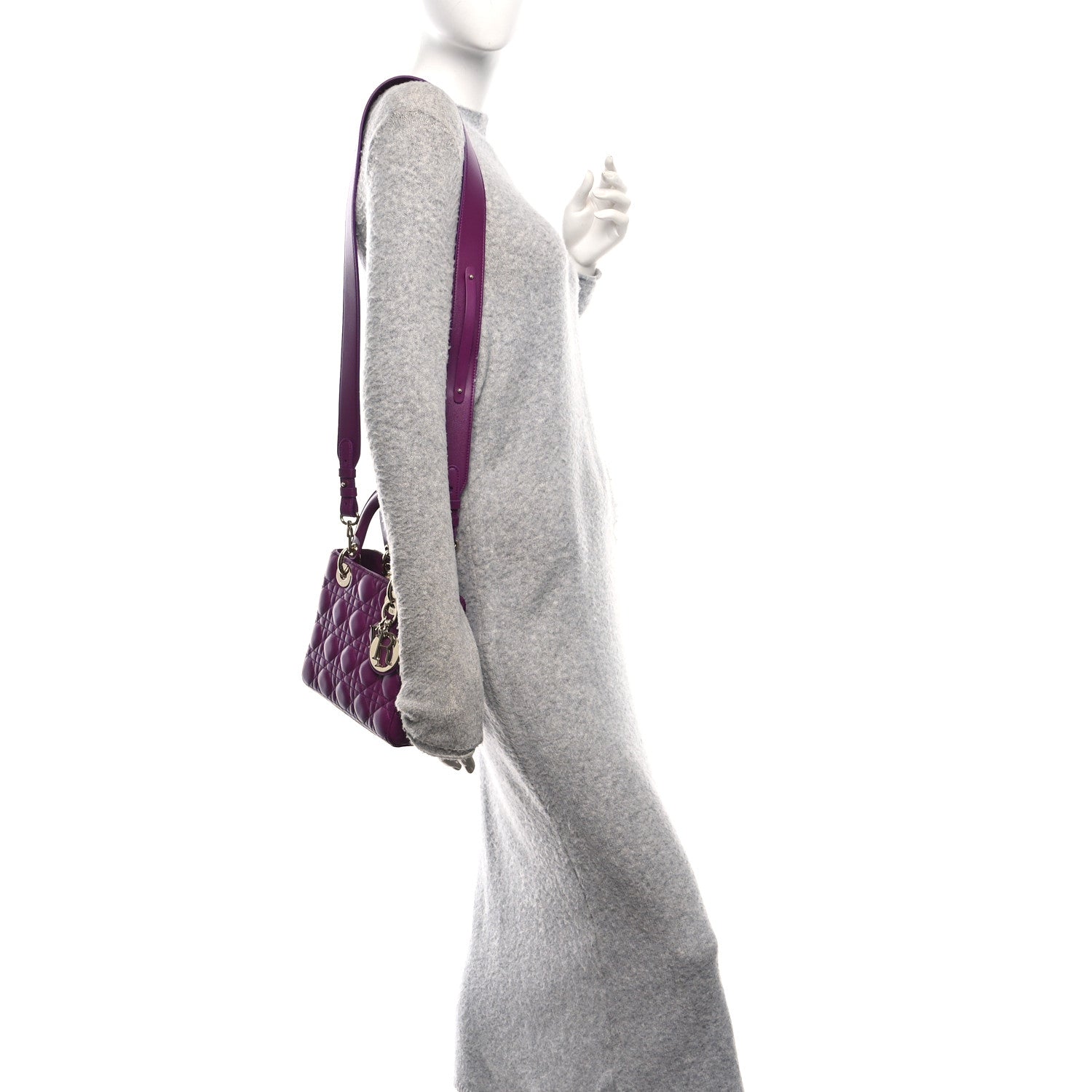 Christian Dior Lambskin Cannage Small My ABCDior Lady Dior Purple