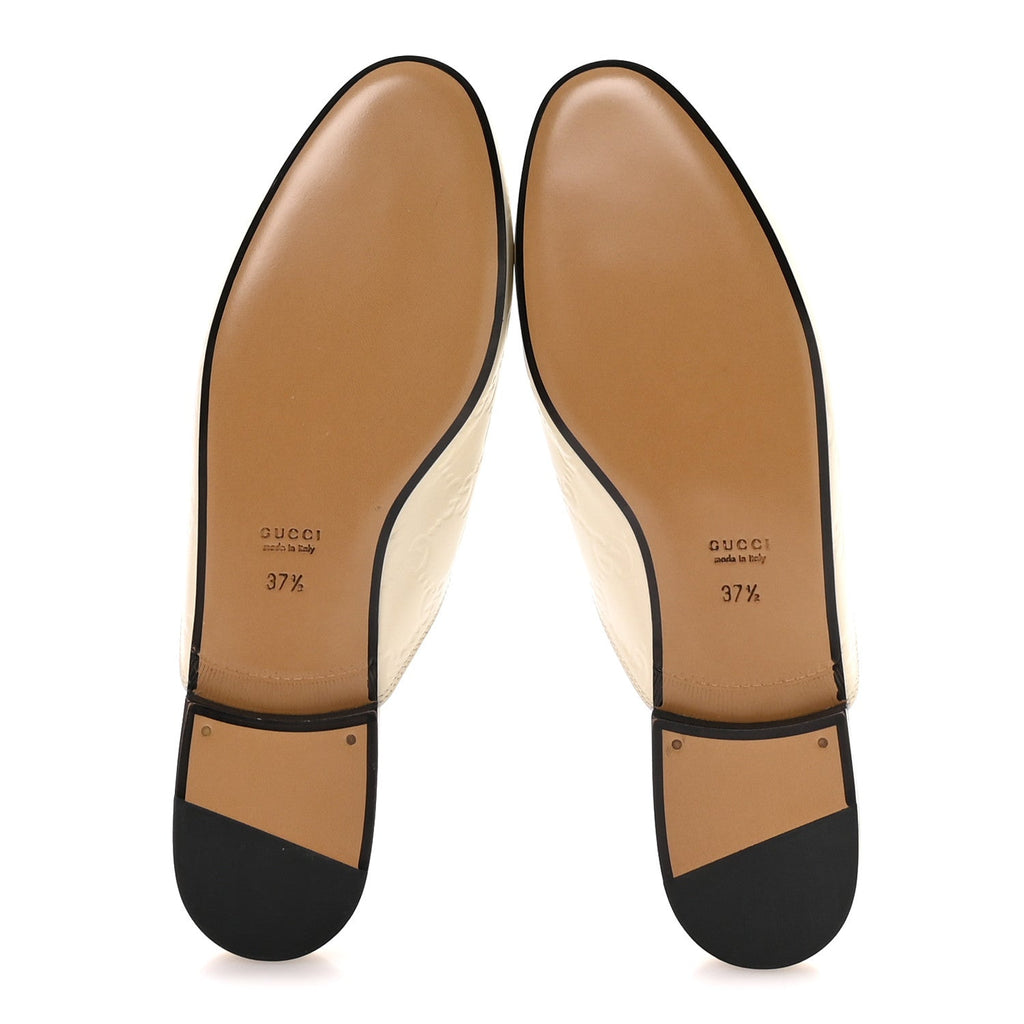 Gucci Glamour Calfskin Guccissima Womens Princetown Slippers 37.5 Mystic White