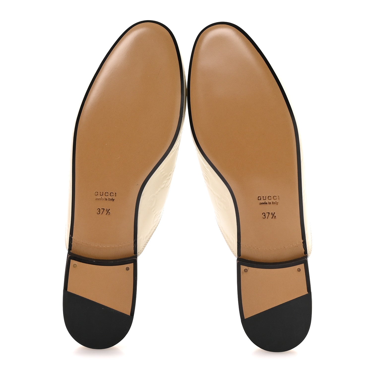 Gucci Glamour Calfskin Guccissima Womens Princetown Slippers 37.5 Mystic White