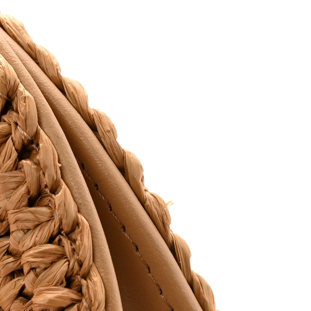 Chanel Braided Raffia Nano Kelly Flap Bag Dark Beige