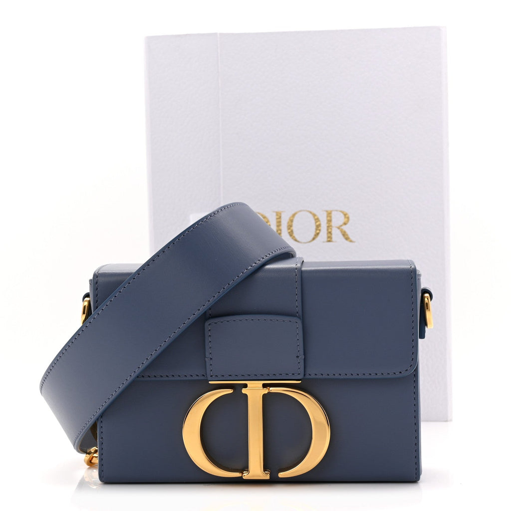 Christian Dior Box Calfskin 30 Montaigne Box Bag Blue