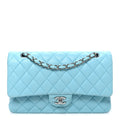 Chanel Lambskin Quilted Medium Double Flap Light Blue