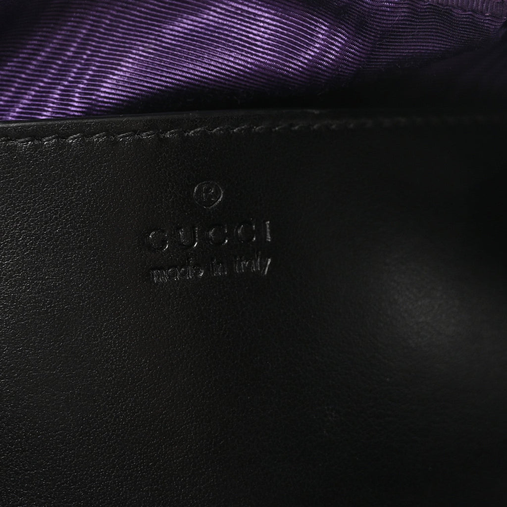 Gucci Nylon Calfskin Enamel GG Matelasse Shoulder Bag Black