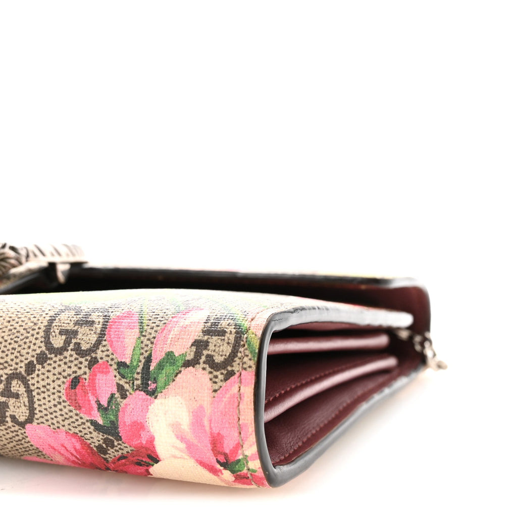 Gucci GG Supreme Monogram Blooms Mini Dionysus Chain Wallet Beige Multicolor Dry Rose