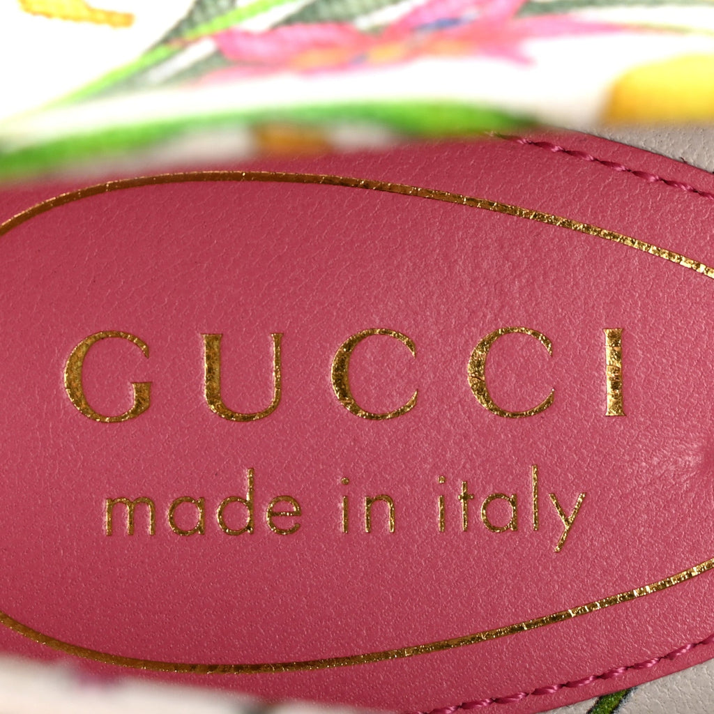 Gucci Sepang Flora Faded Canvas GG Marmont Ballerina Flats 38.5 White Multicolor Knit Rose