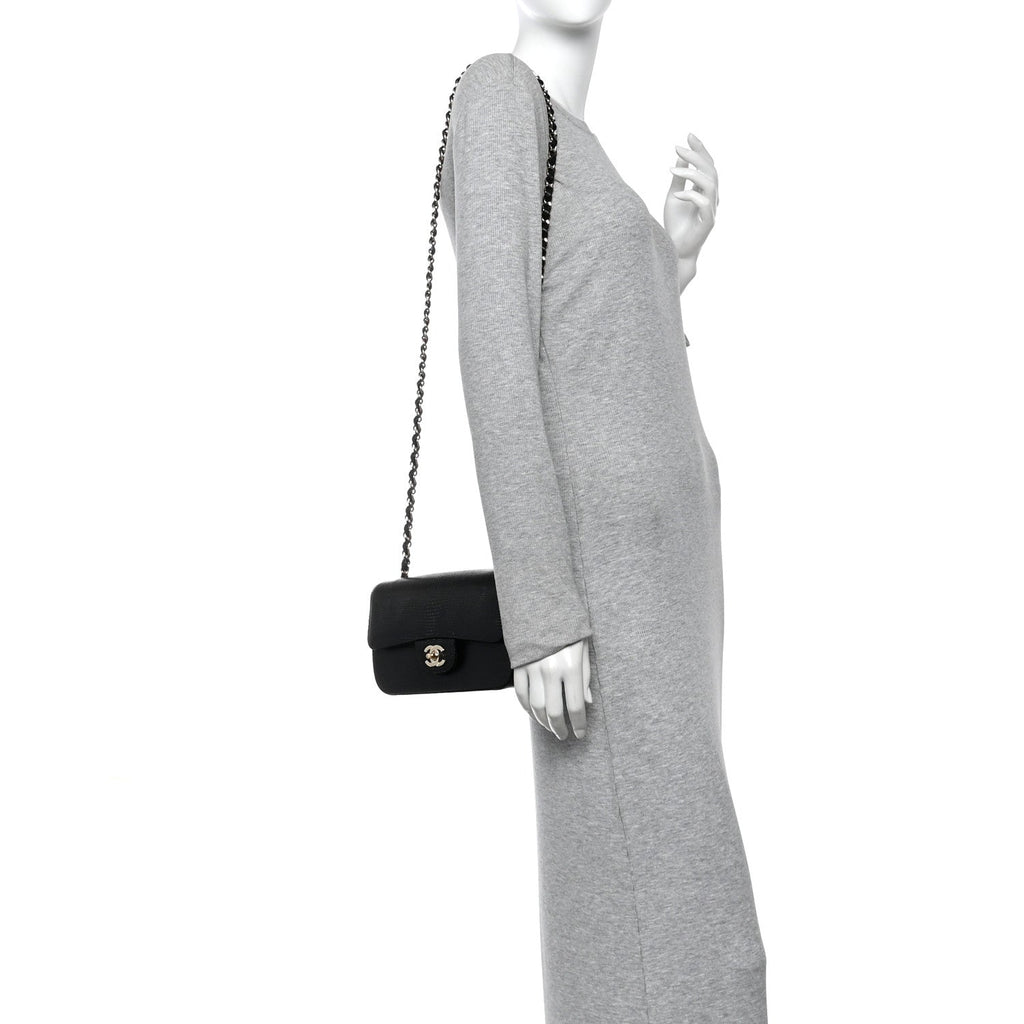 Chanel Lizard Mini Rectangular Flap Black